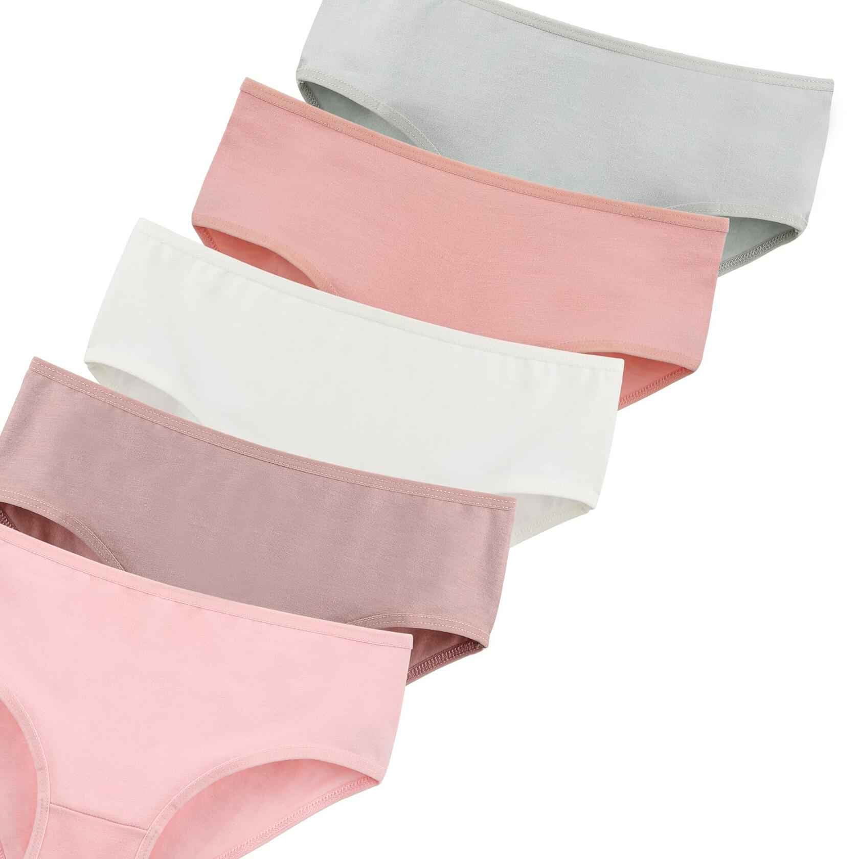Donella Teen Girls Cotton Bikini Panties 5 Pack Black Mid Waist Size 14-15