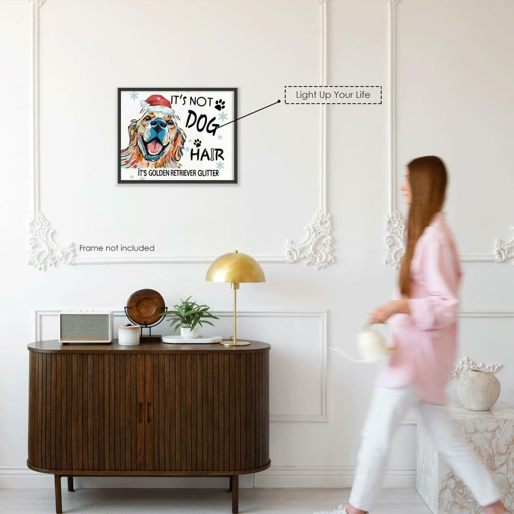 APJYM Golden Retriever Christmas Wall Art 10x8 Unframed Holiday Decor