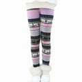 Rysly Girls Winter Thick Warm Fleece Lined Leggings Purple Elk Size 120
