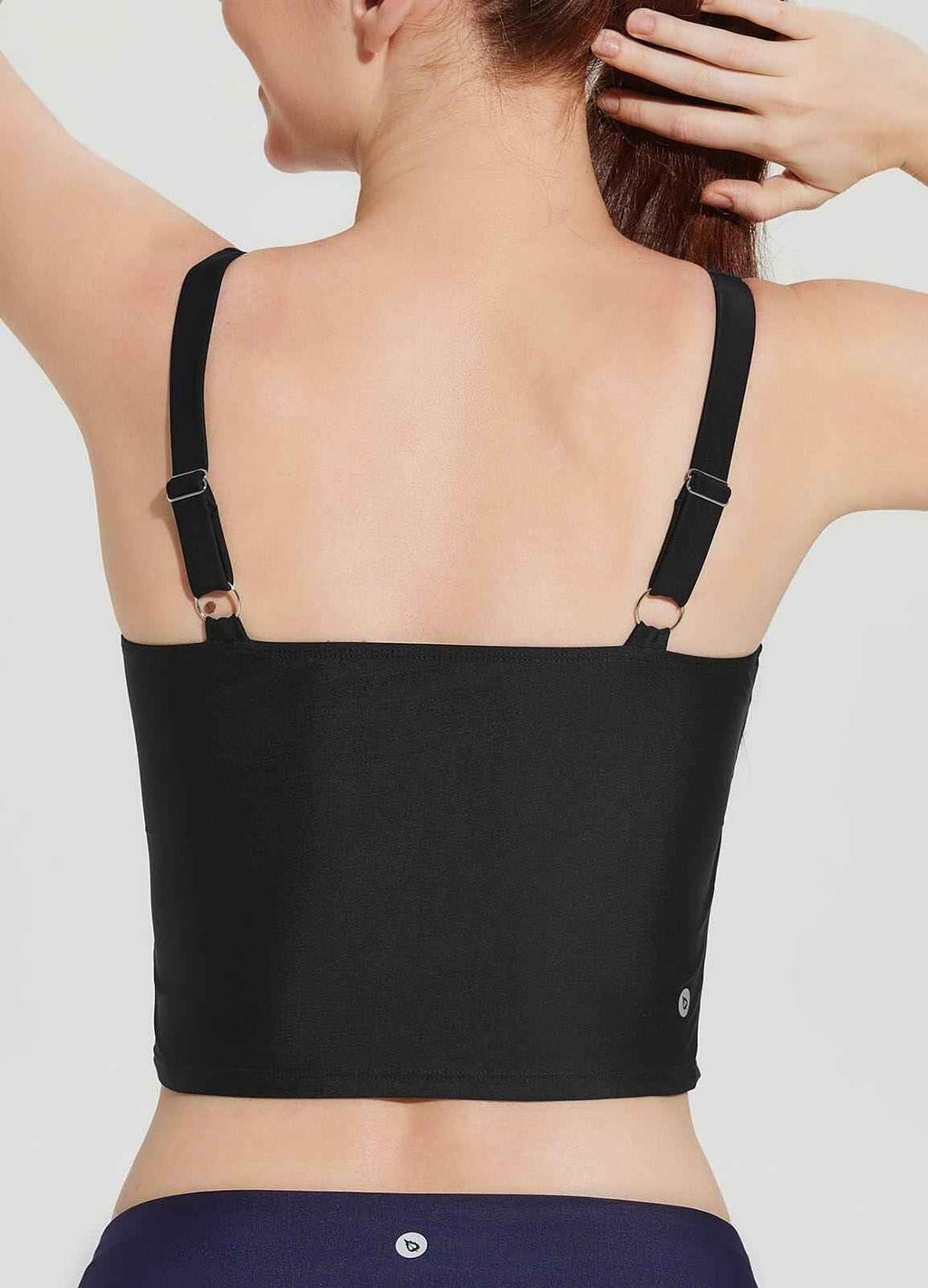 baleaf Women's Swim Top Modest Square Neck Tankini Black Size 36 Built-in Bra