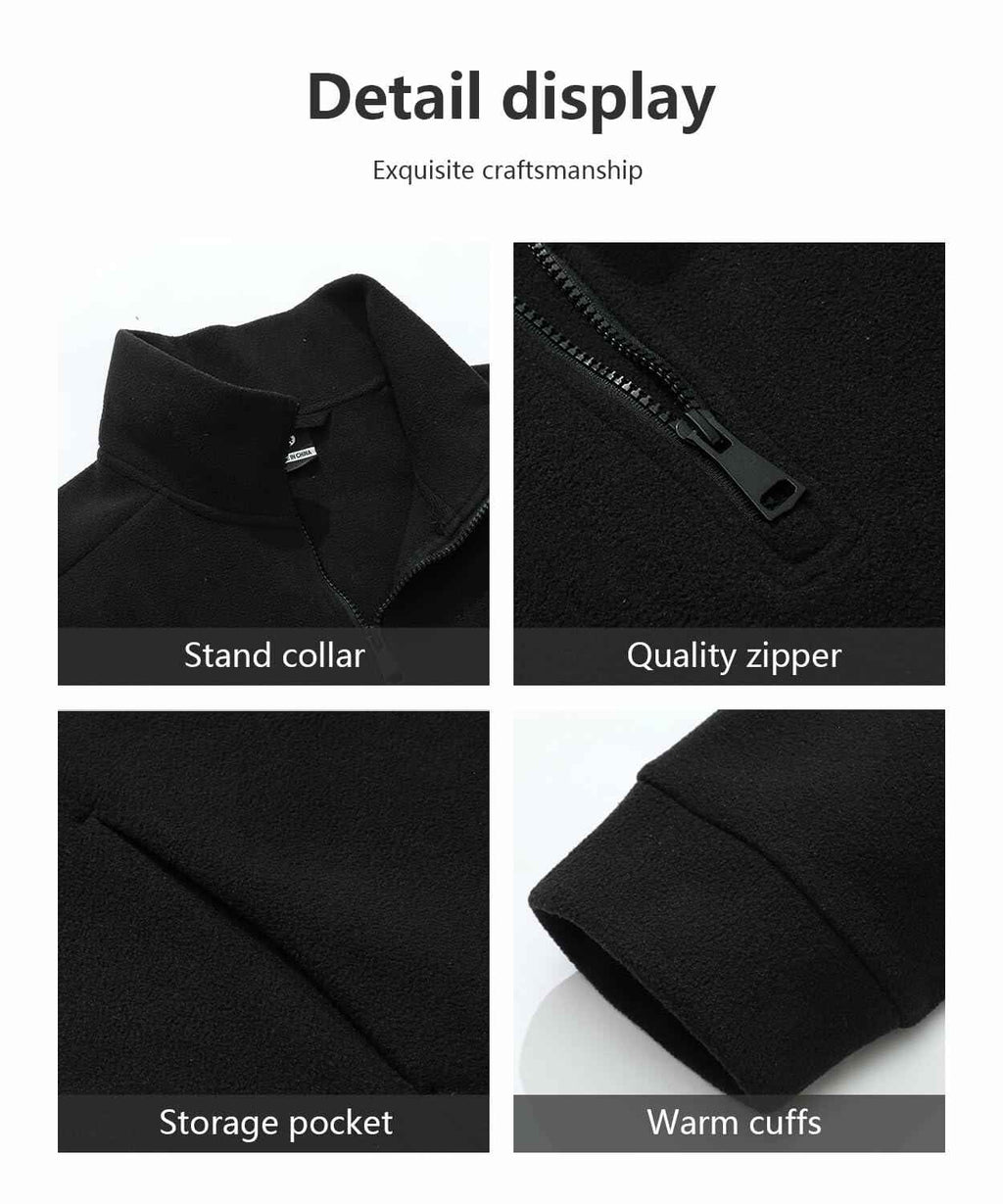 KAIDER Women's Plus Size Polar Fleece Pullover Jacket Black Quarter-Zip Long