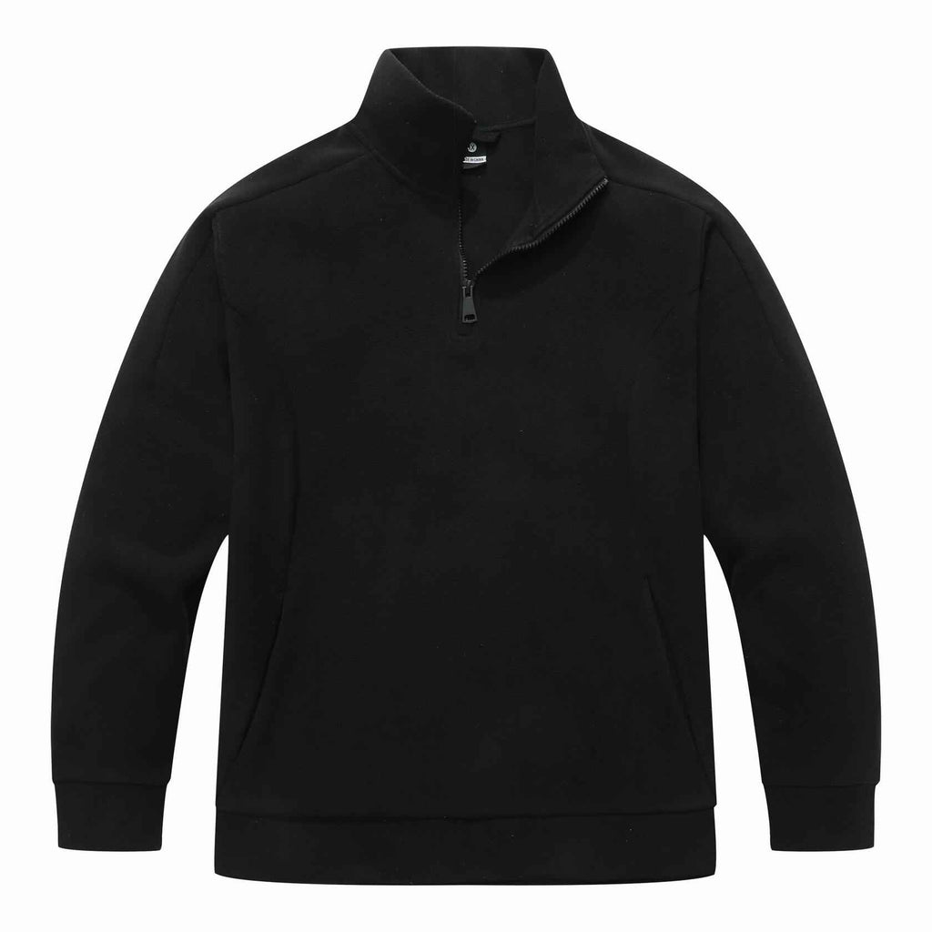 KAIDER Women's Plus Size Polar Fleece Pullover Jacket Black Quarter-Zip Long