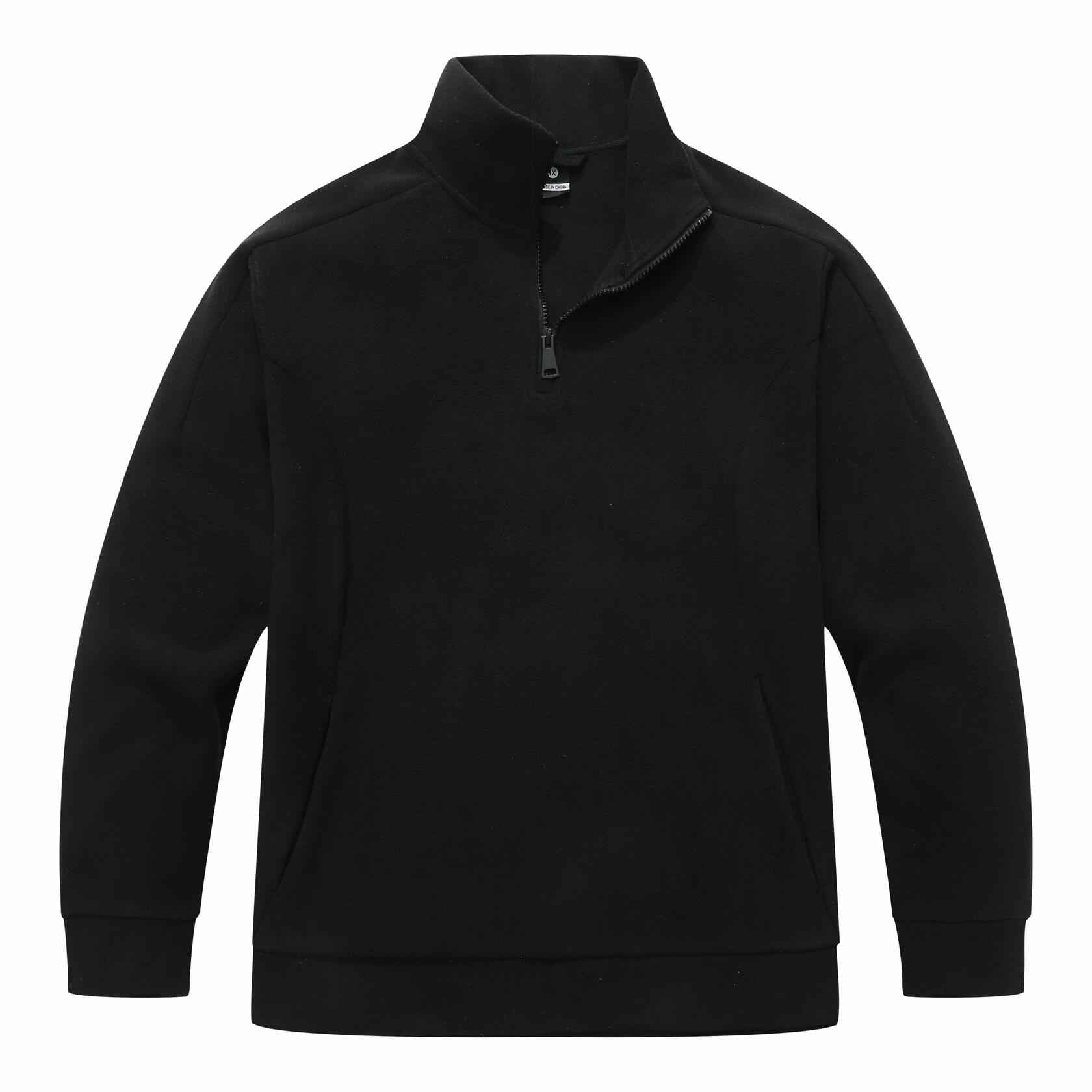 KAIDER Women's Plus Size Polar Fleece Pullover Jacket Black Quarter-Zip Long