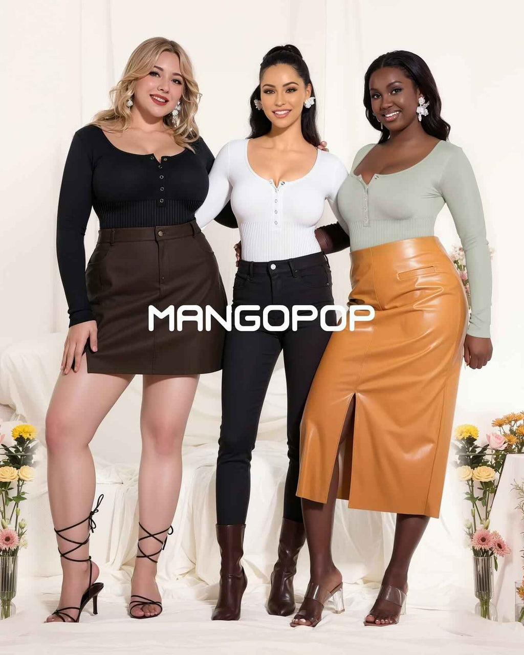 MANGOPOP Ribbed Long Sleeve Bodysuit Tummy Control Thong Seamless