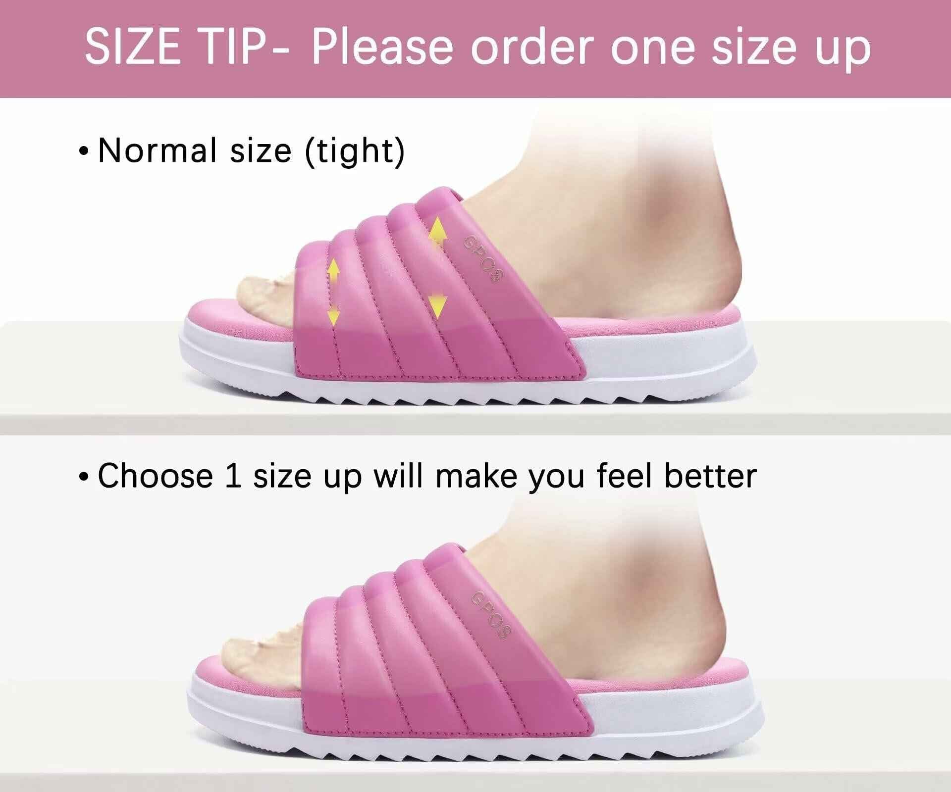 GPOS Womens Slides Memory Foam Cozy Open Toe Pink White Size 6
