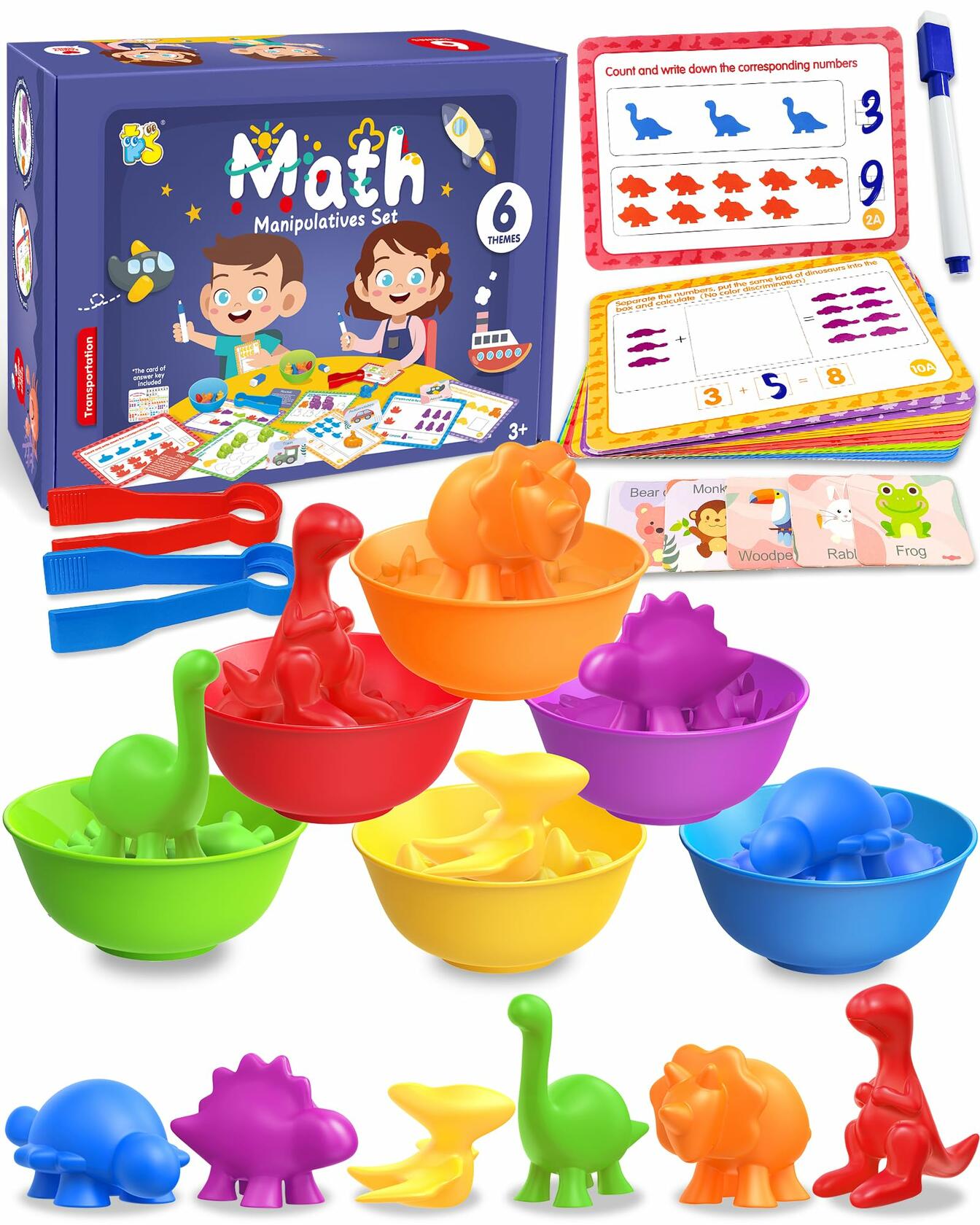 Yetonamr Montessori Counting Dinosaurs Educational Toy Set for Kids