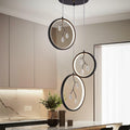 ACNENZIO Black 3-Light Pendant Lighting Fixture, Adjustable, Black 3-Ring