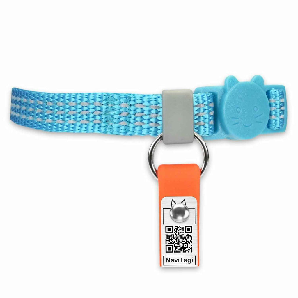 NaviTagi Cat Breakaway Reflective Soft Collar XS with Light Tag Bell Adjustable