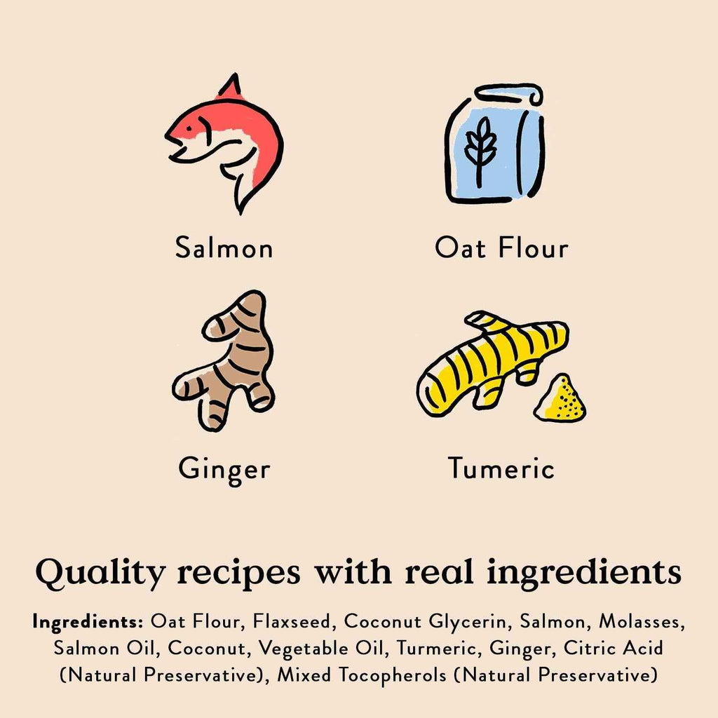 BestBy01/25 Bocce's Bakery Good Hair Dog Treats Salmon 6oz Soft Chewy Wheat-Free