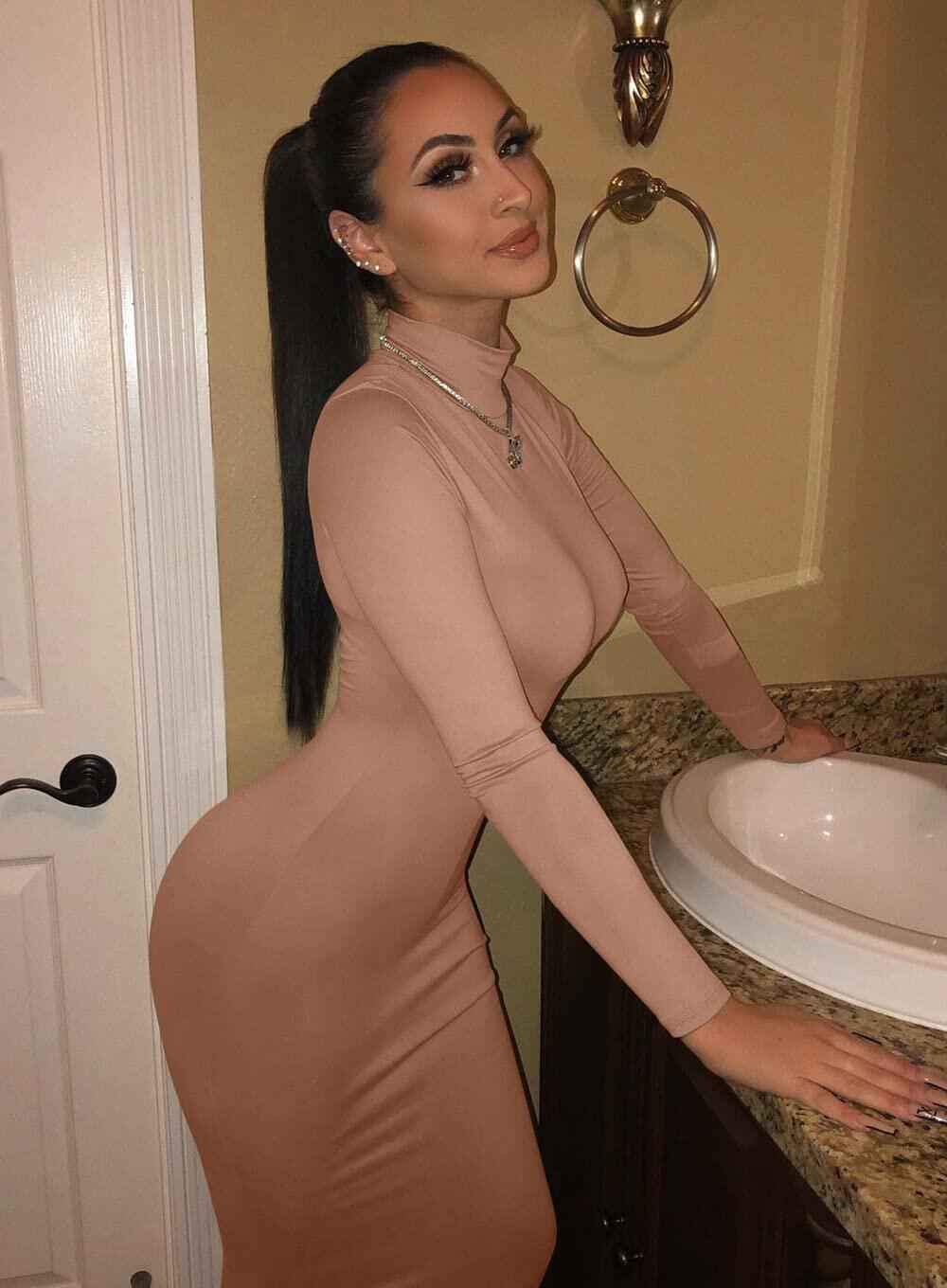 GOBLES Women's Sexy Turtleneck Long Sleeve Elegant Bodycon Dress Camel Size 2XL