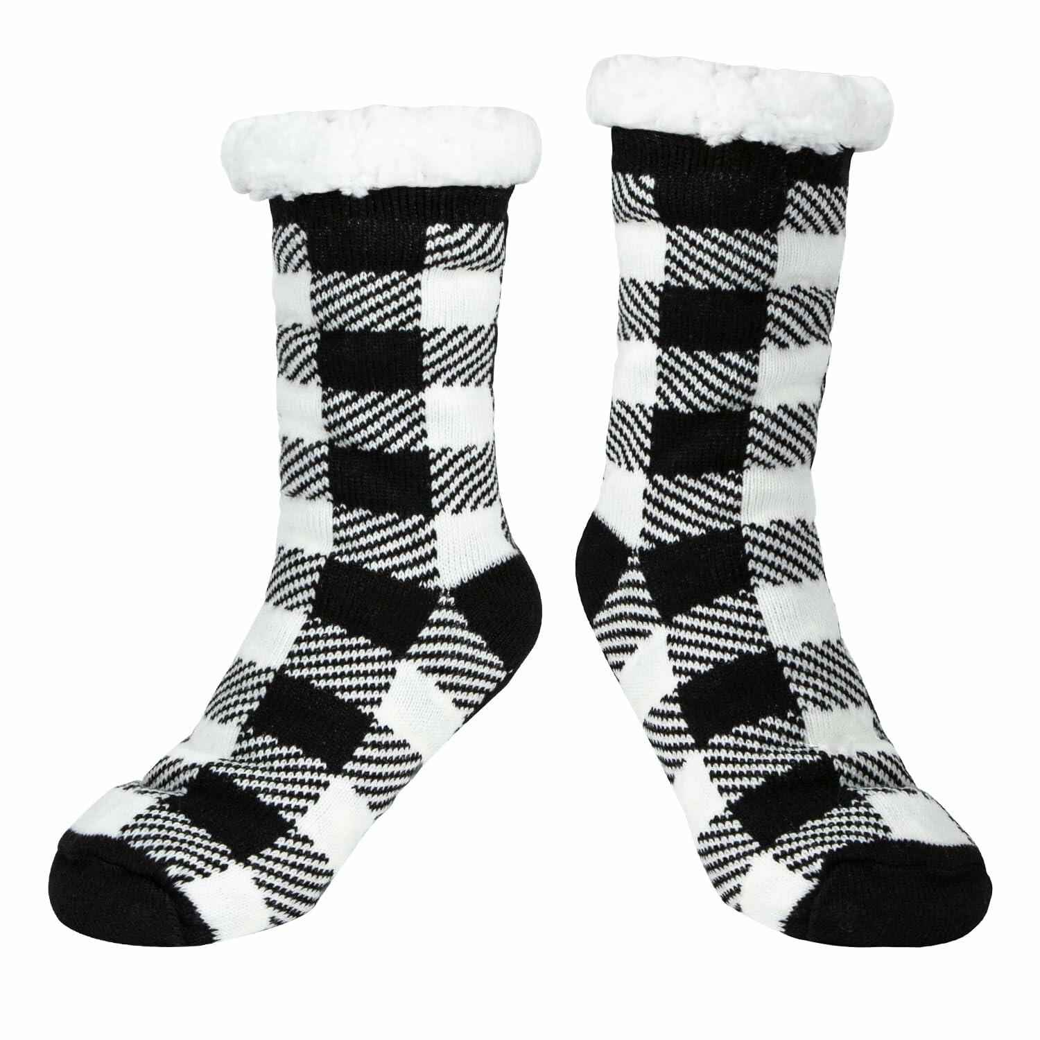 Kiddokids Women's Fuzzy Slipper Socks with Grippers Warm Cozy - One Size