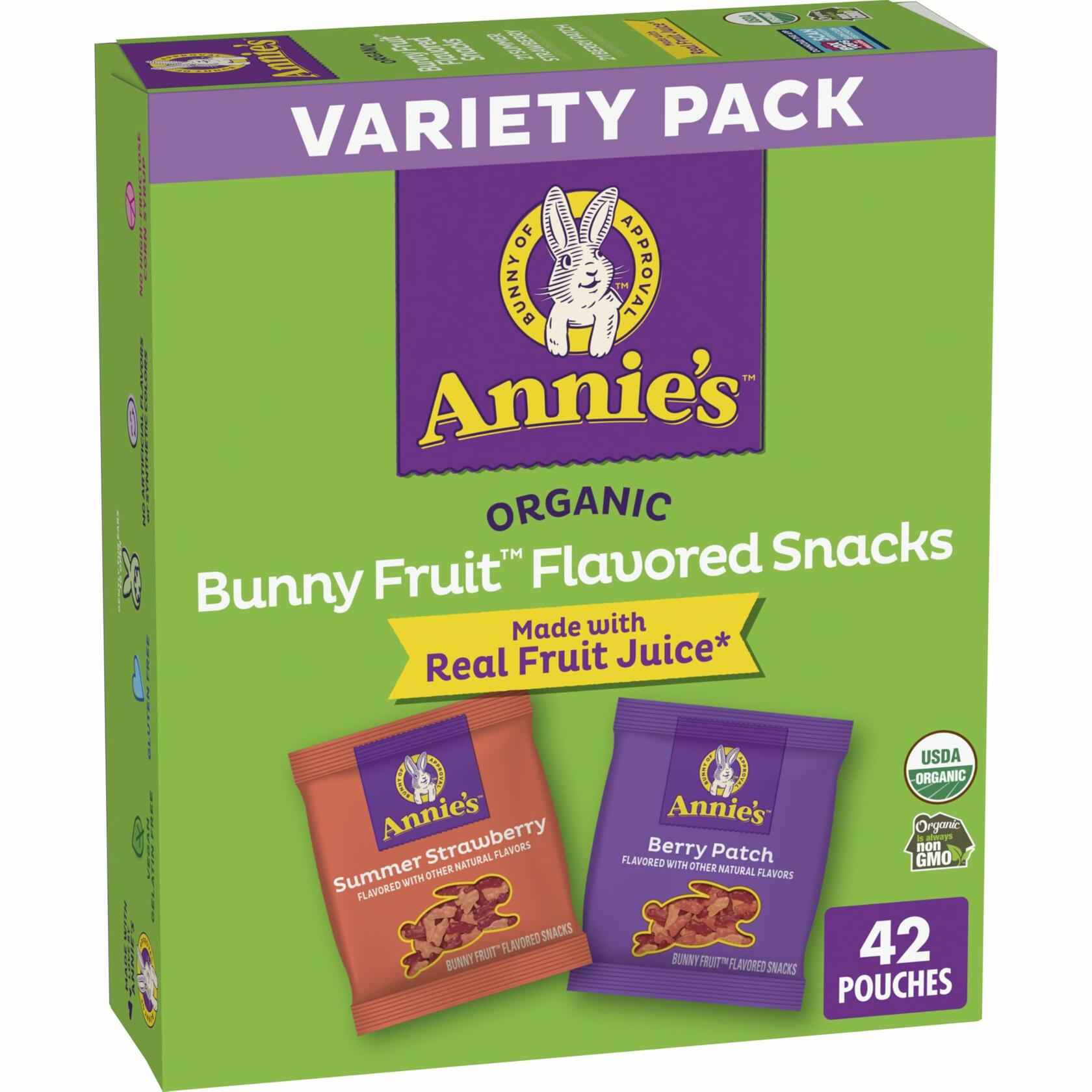 BestBy03/25 Annie's Organic Bunny Fruit Snacks Variety Pack 42 Count 29.4oz