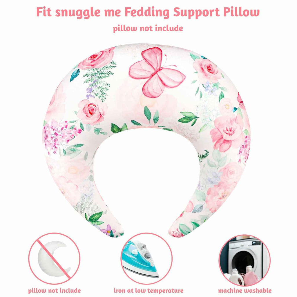 CARUILI Nursing Pillow Cover Pink Floral Ultra Soft Comfortable Only Case