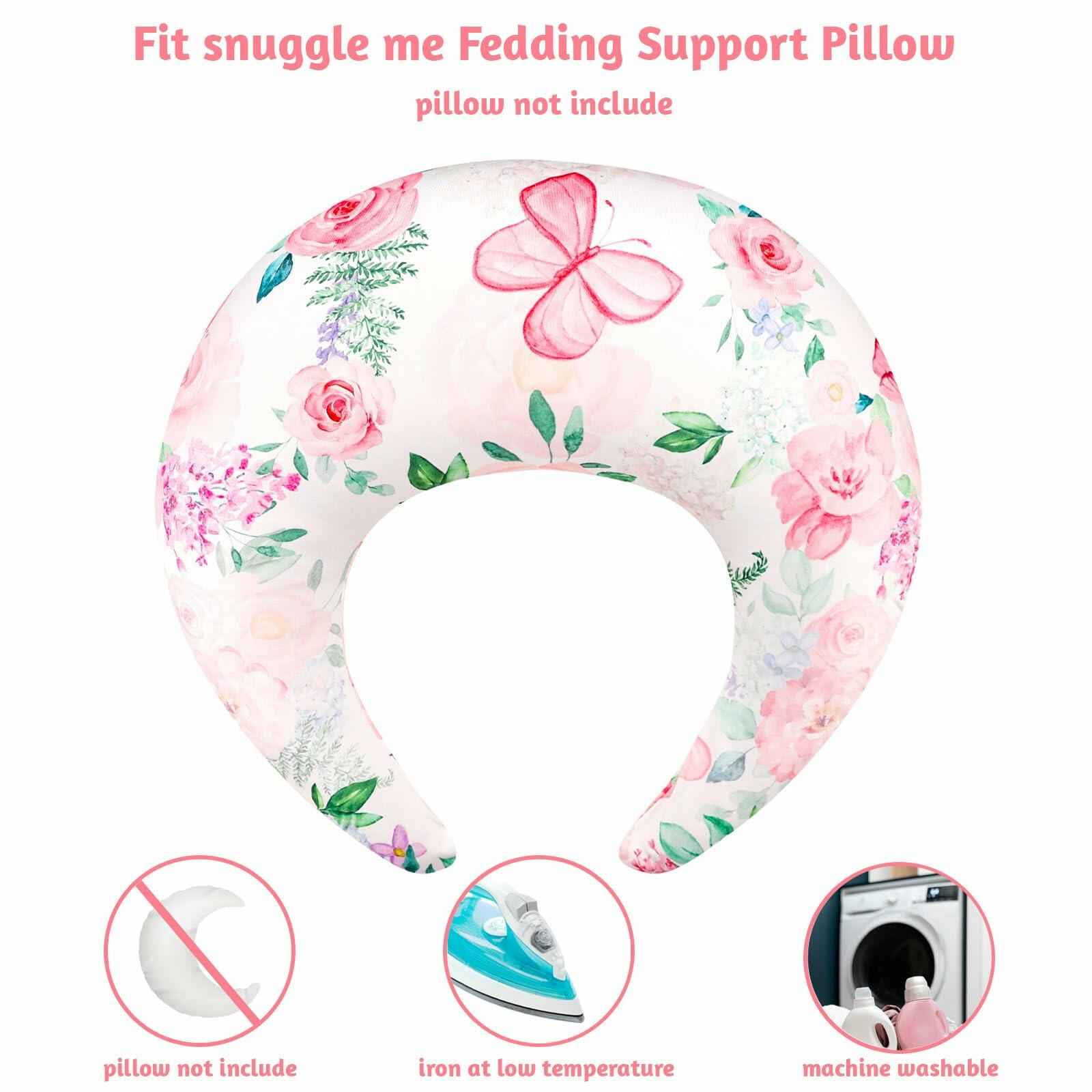 CARUILI Nursing Pillow Cover Pink Floral Ultra Soft Comfortable Only Case