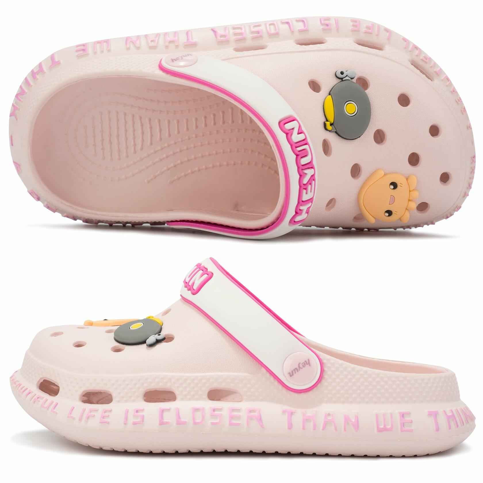 Azooken Kids Cute Clogs Slippers Pink Size 34 Lightweight Outdoor Shoes