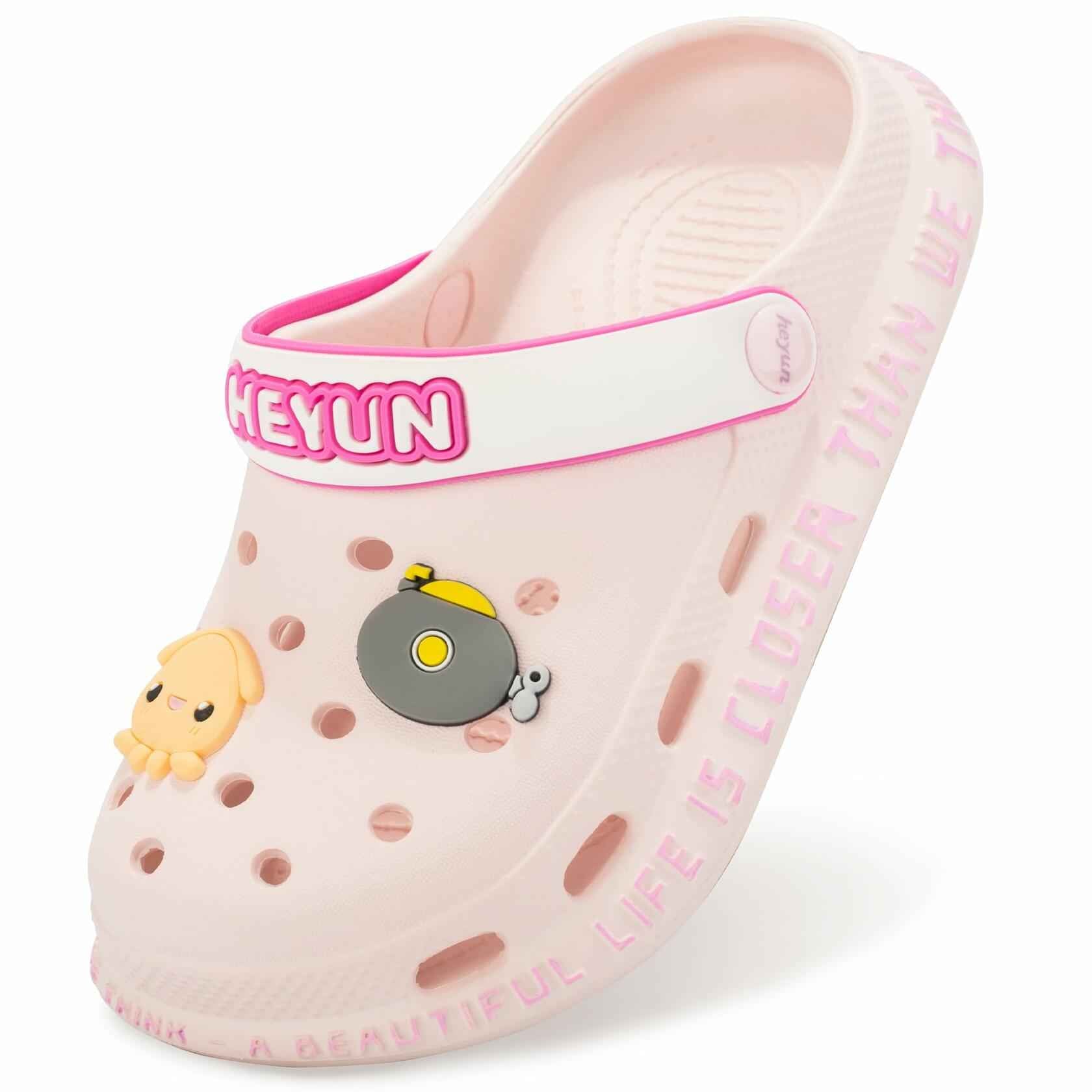 Azooken Kids Cute Clogs Slippers Pink Size 34 Lightweight Outdoor Shoes