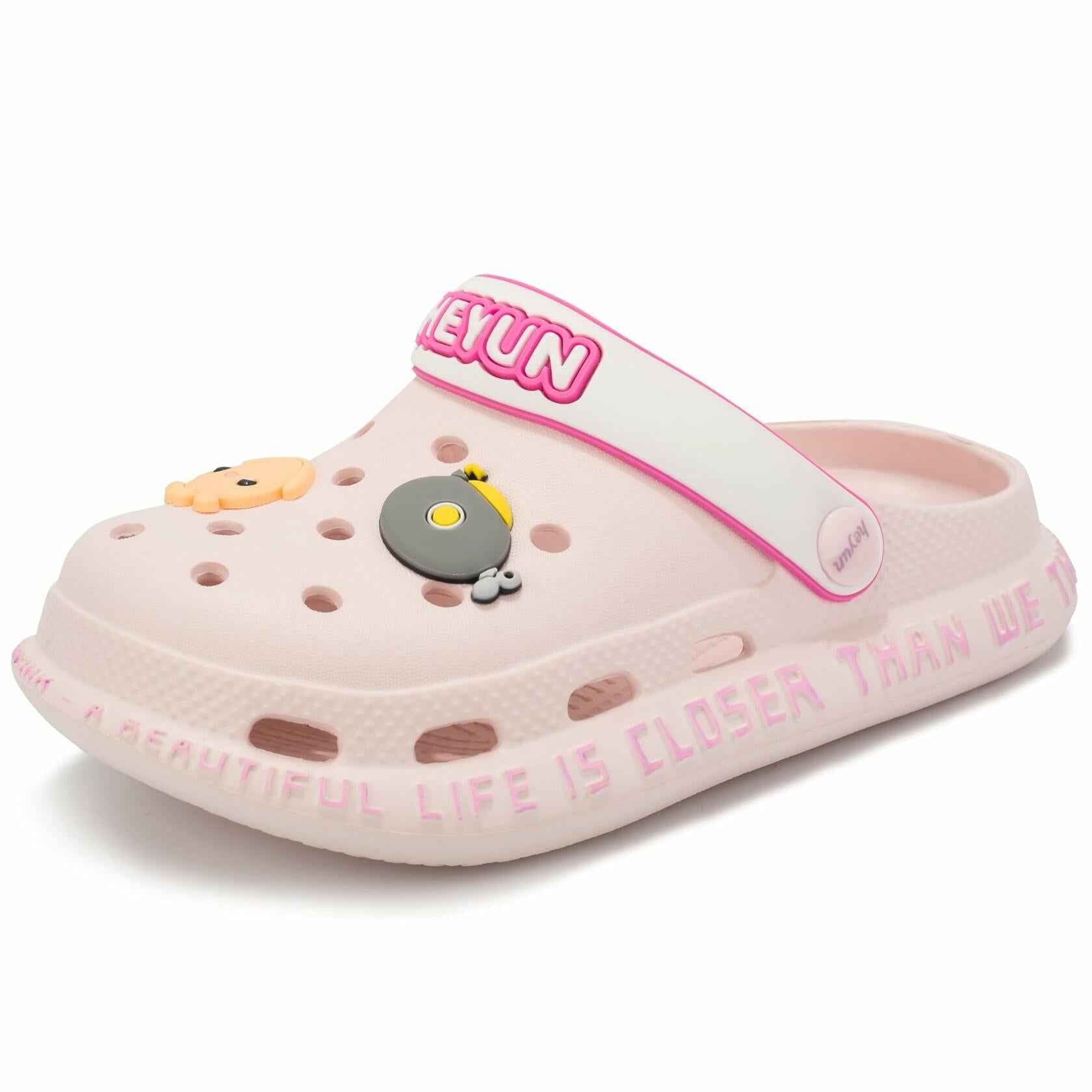 Azooken Kids Cute Clogs Slippers Pink Size 34 Lightweight Outdoor Shoes