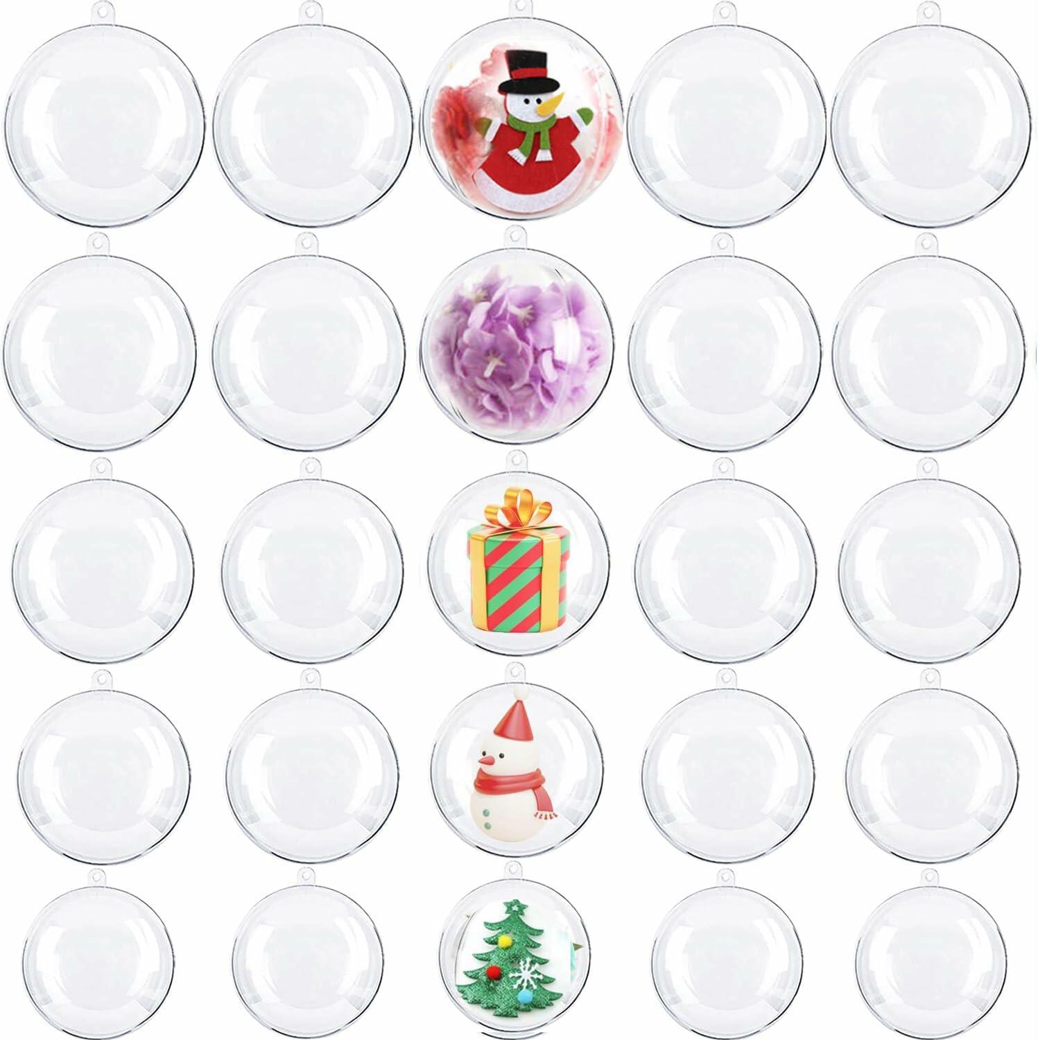 Ranchbtn 25pcs Clear Plastic Fillable Ornaments Various Sizes DIY Decor