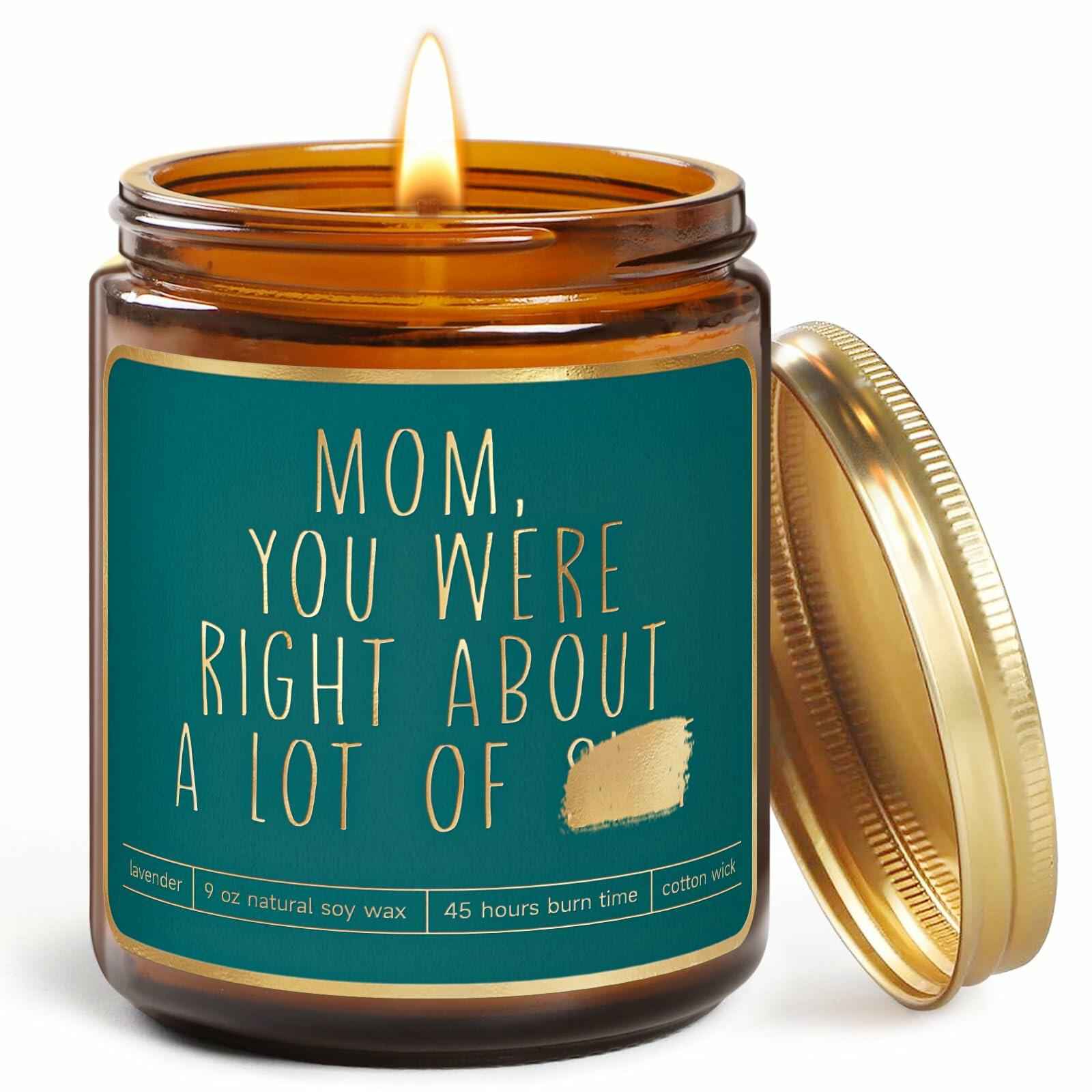Lavender Candle Gift for Mom - Scented Soy Wax, Relaxing Aromatherapy 9oz
