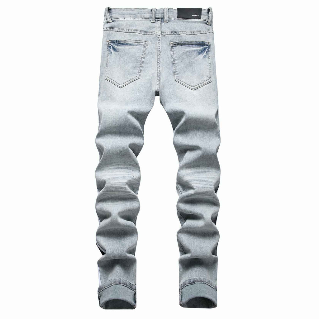 ABSECAI Men's Skinny Ripped Slim Fit Stretch Jeans Blue Size 34