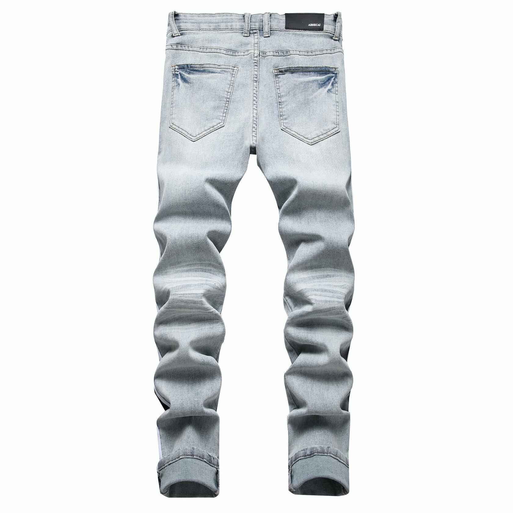 ABSECAI Men's Skinny Ripped Slim Fit Stretch Jeans Blue Size 34