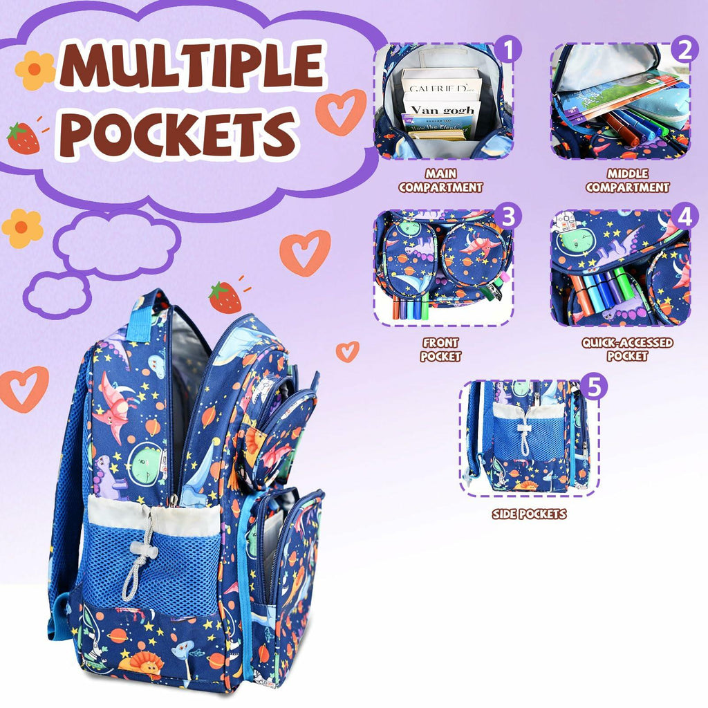 LOKESWEI Toddler Backpack 14" Blue Lightweight Durable Water-Resistant