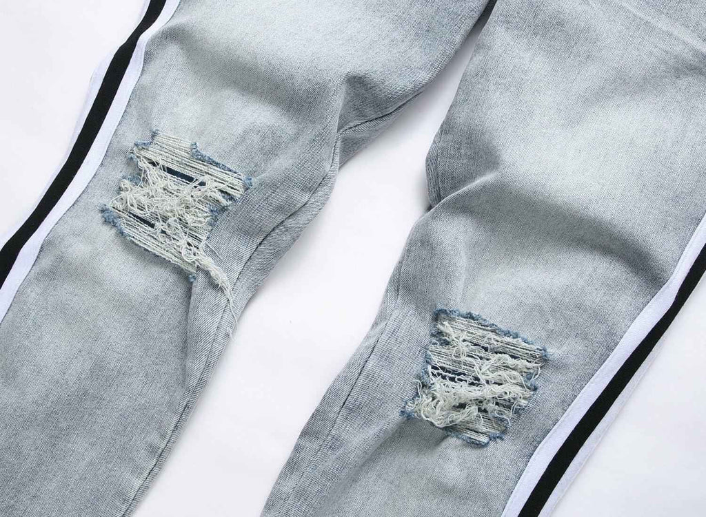 ABSECAI Men's Skinny Ripped Slim Fit Stretch Jeans Blue Size 34