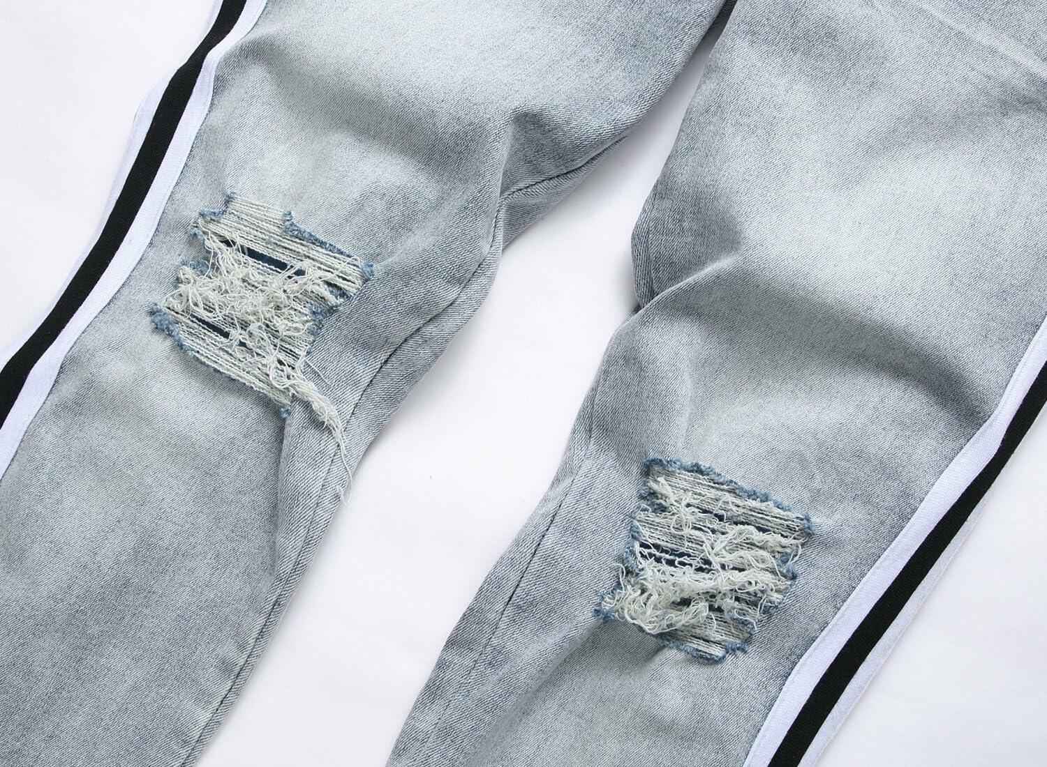 ABSECAI Men's Skinny Ripped Slim Fit Stretch Jeans Blue Size 34