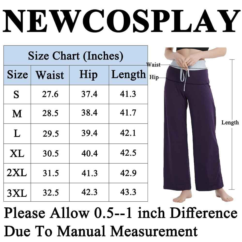 NEWCOSPLAY Women's Comfy Pajama Pants Casual Drawstring Wide Leg Size M