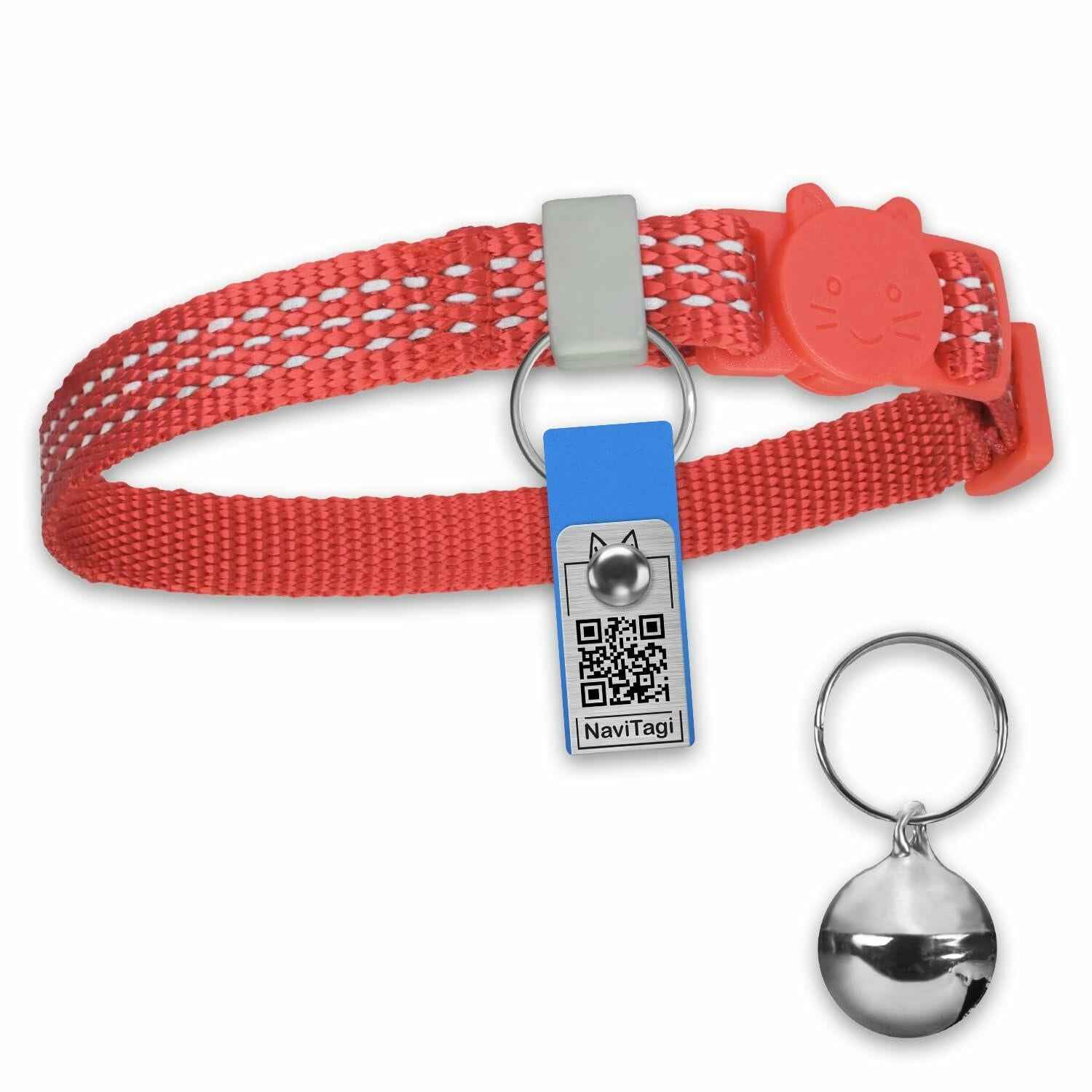 NaviTagi Cat Breakaway Reflective Soft Collar XS Red Adjustable Bell New
