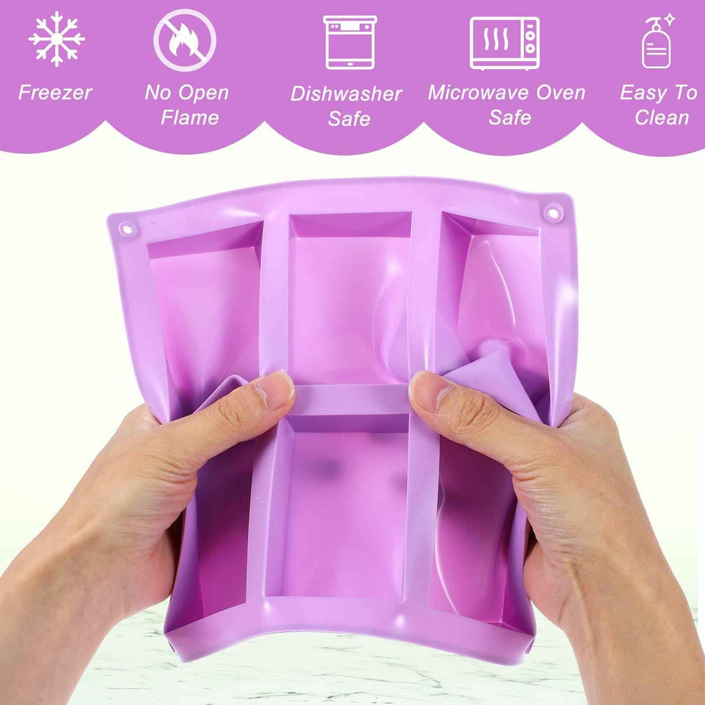 PEOVLVN Silicone Chocolate Bar Mold 6 Cavities Deep Pistachio Purple