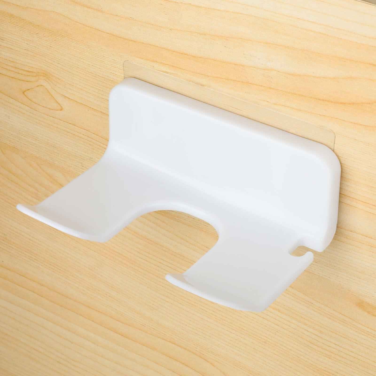 COMNICO Hair Dryer Holder Wall Mount White Self Adhesive Organizer with Cord