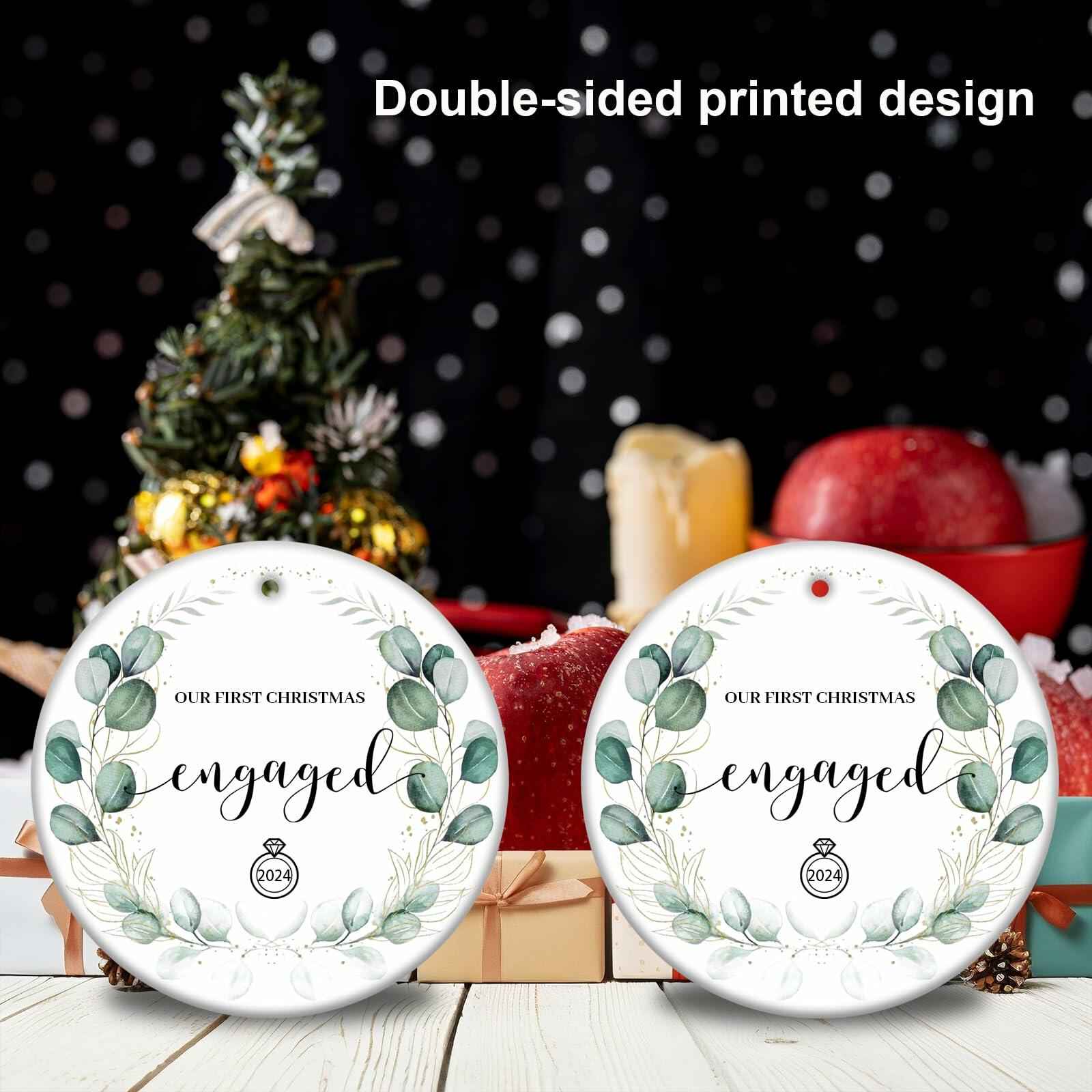 Aestas 3.5" Ceramic Engagement Ornament 2024 Unique Gifts for Couples