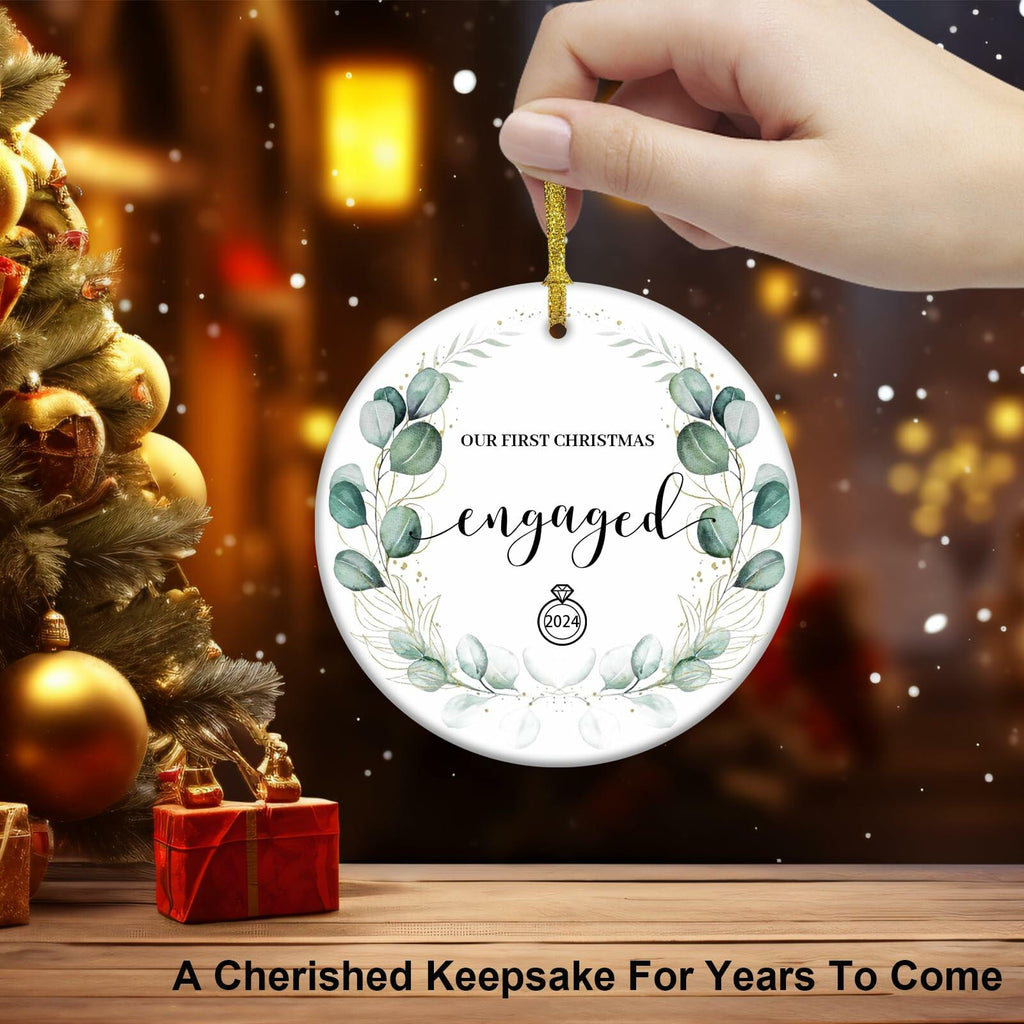 Aestas 3.5" Ceramic Engagement Ornament 2024 Unique Gifts for Couples