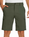 PULI Men's Cargo Shorts Army Green Classic Fit Stretch Size 34