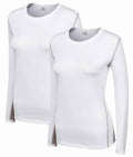 WANAYOU Women's Compression Shirt Long Sleeve Dry Fit White 2 Pack Size L