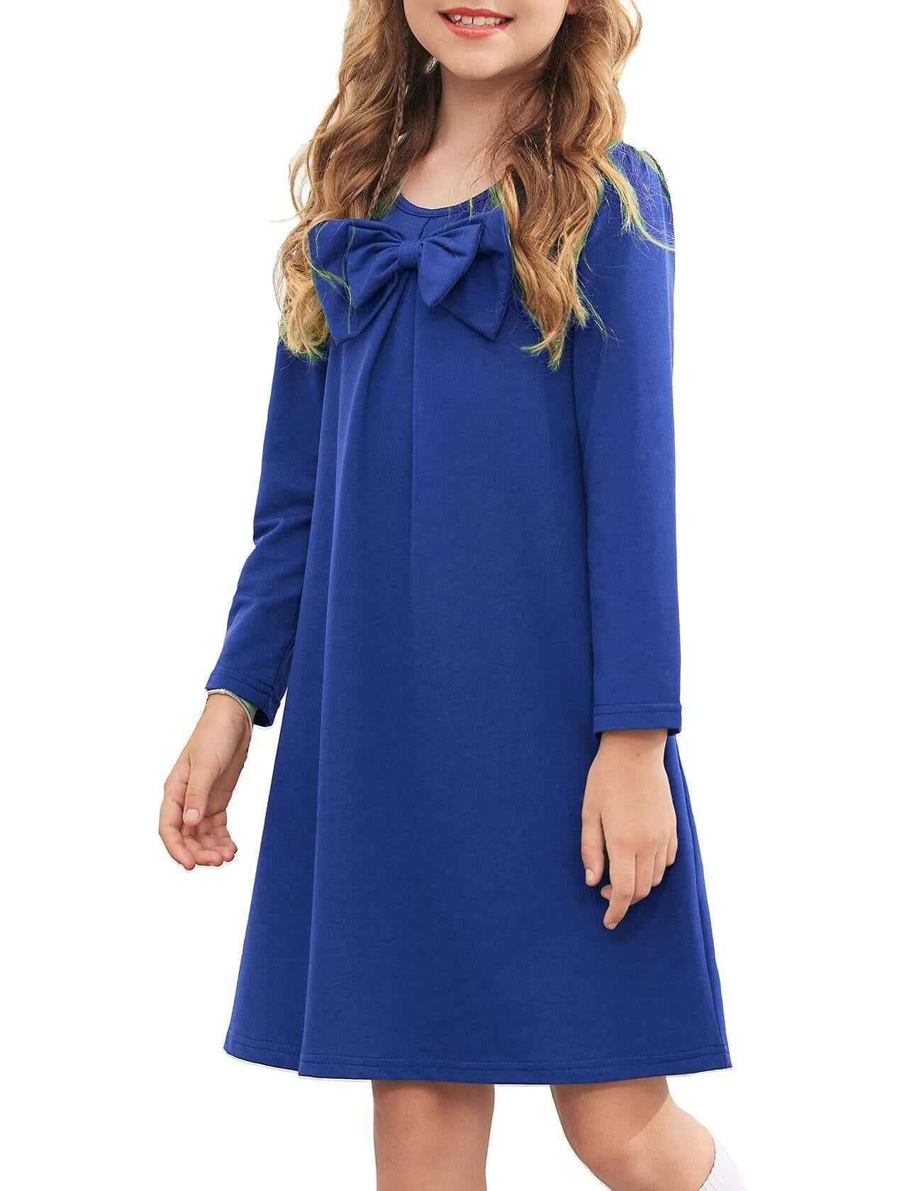 Arshiner Toddler Girl Cotton Long Sleeve Royal Blue Dress 4T New