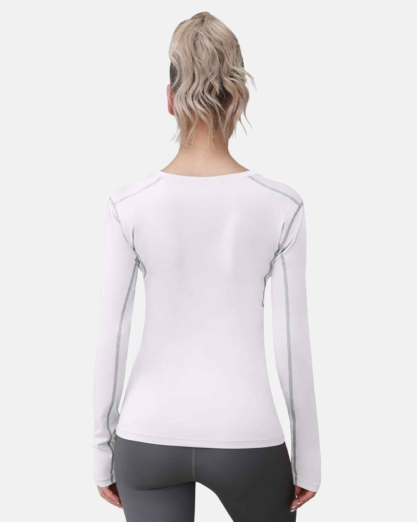 WANAYOU Women's Compression Shirt Long Sleeve Dry Fit White 2 Pack Size L