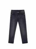 Bienzoe Boys Adjustable Waist Black Ripped Slim Denim Jeans Size 6