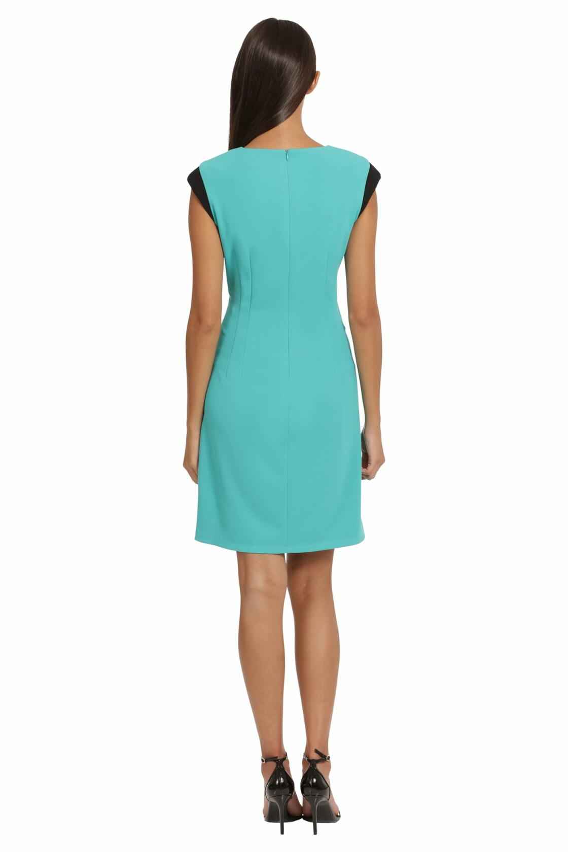 Donna Morgan Women's Teal Green Extended Shoulder Cap Sleeve Sheath Dress Size 4