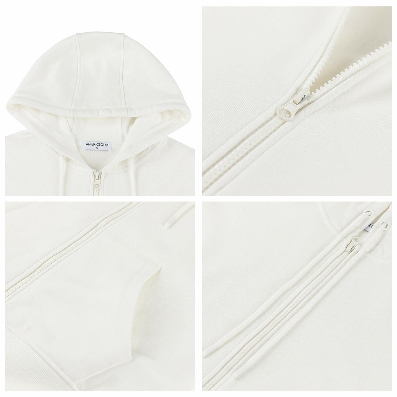 AMERICLOUD Women's Soft Brushed Fleece Zip Up Hoodie White XXL New