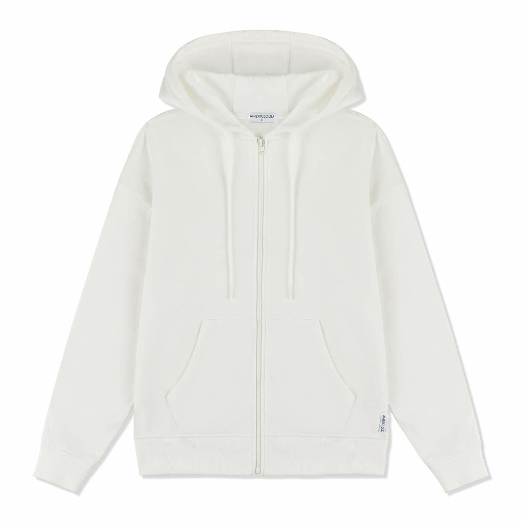 AMERICLOUD Women's Soft Brushed Fleece Zip Up Hoodie White XXL New