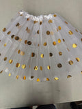 Polka Dot Tutu Skirt Ballet Dress White Size L