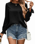 PRETTYGARDEN Womens Lace Crochet Long Sleeve Top Black Size XXL