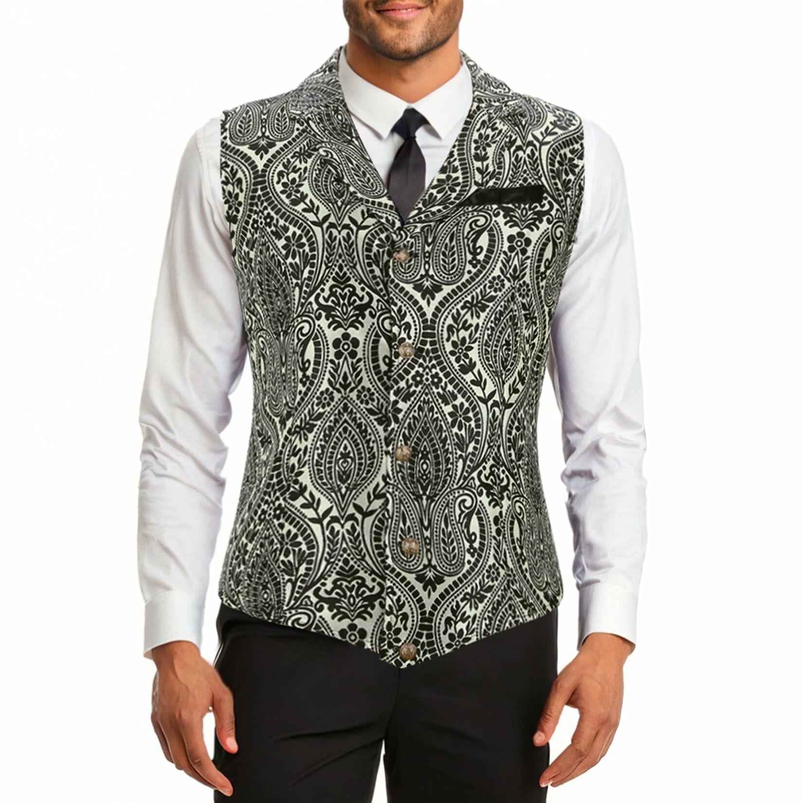 Century Star Men's Gold Vest Steampunk Pirate Western Formal XXL