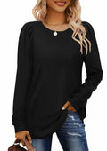 AGSEEM Womens Black Oversized Long Sleeve Tunic Sweatshirt Casual Sweaters L