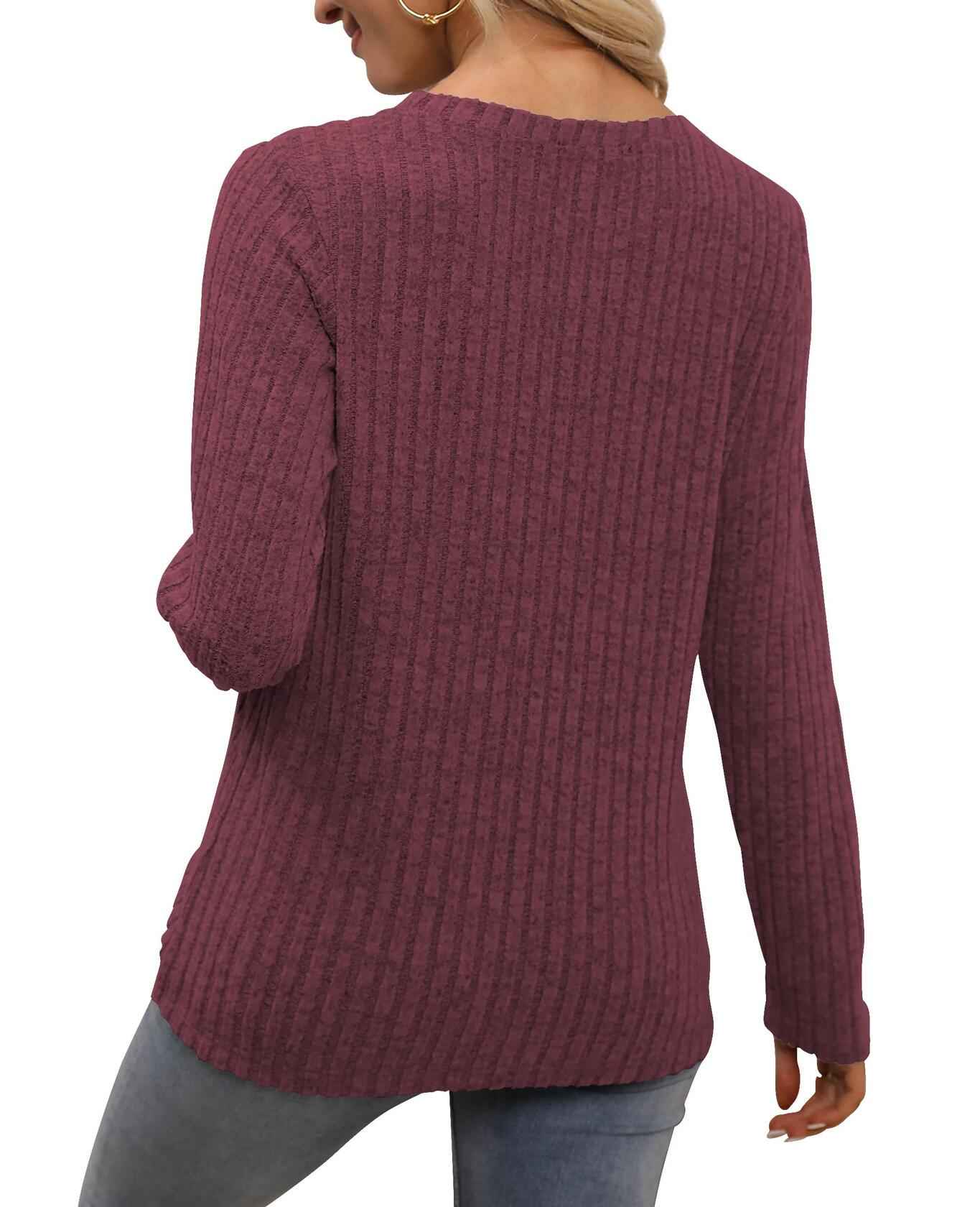 Funlingo Women's Red Long Sleeve Sweater Tunic Casual Pullover Size L