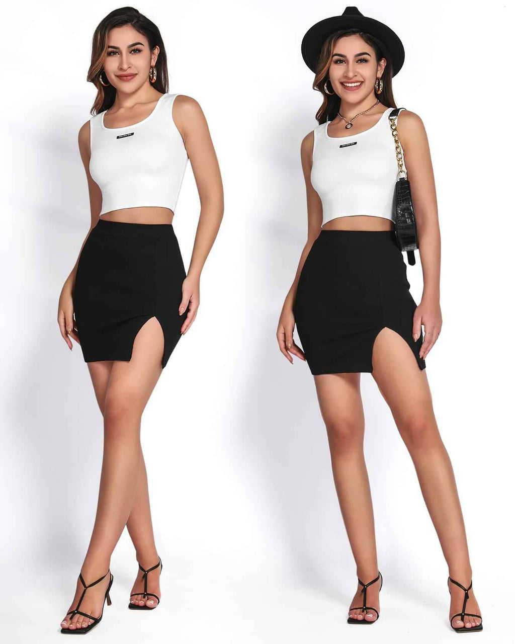 MANGOPOP Women's Ribbed Bodycon Mini Skirt High Waist Size S