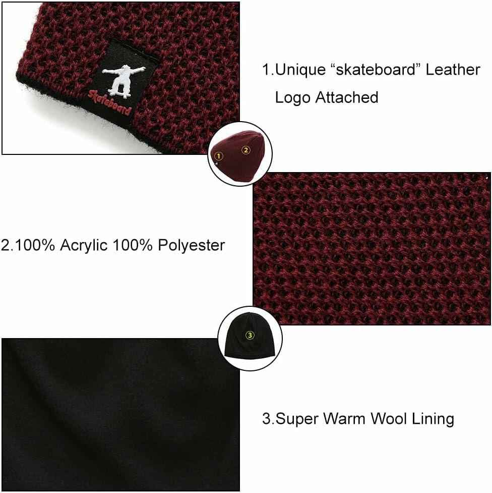 DOANNOTIUM Winter Beanie Skull Cap Warm Knit Lined Toboggan Hat 7-Wine Red