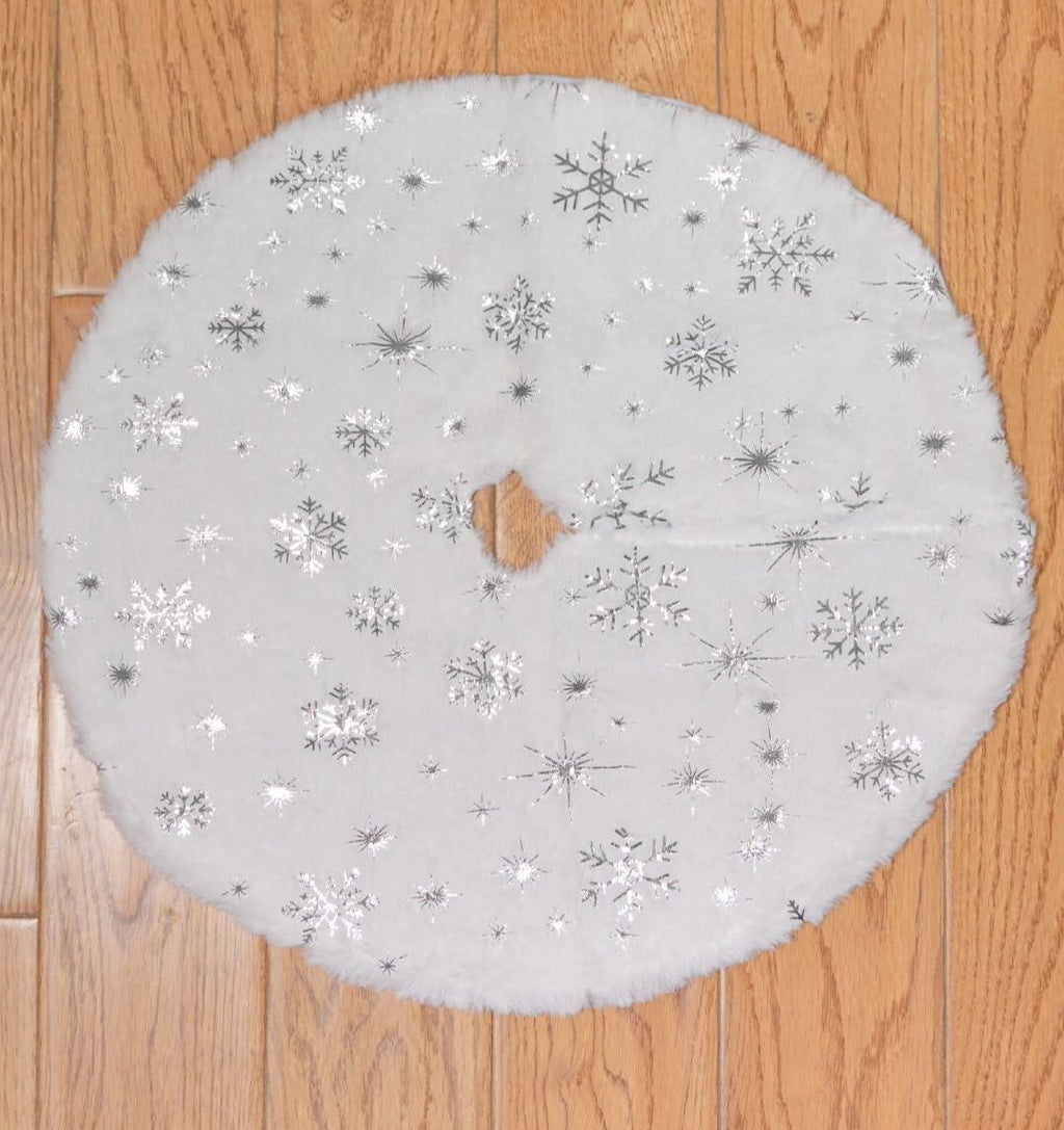 4-Pack Mini Christmas Tree Skirts 15" White Xmas Holiday Decor